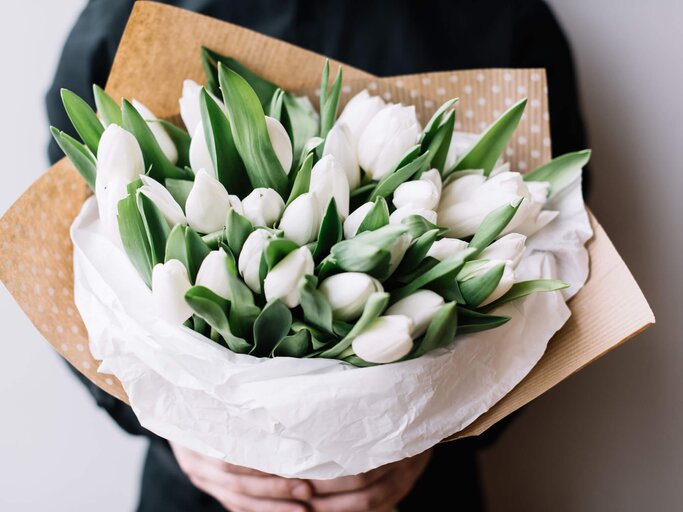 Weißer Tulpen-Strauß | © gettyimages.de / 	Probuxtor