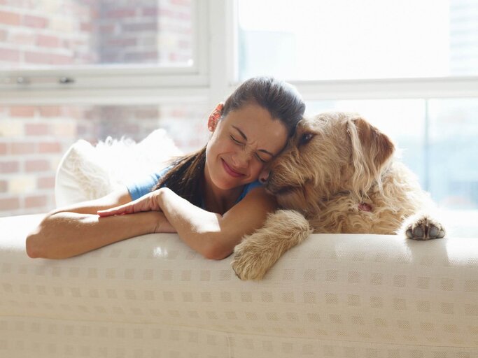 Person mit Hund auf Sofa | © Getty Images/Dann Tardif