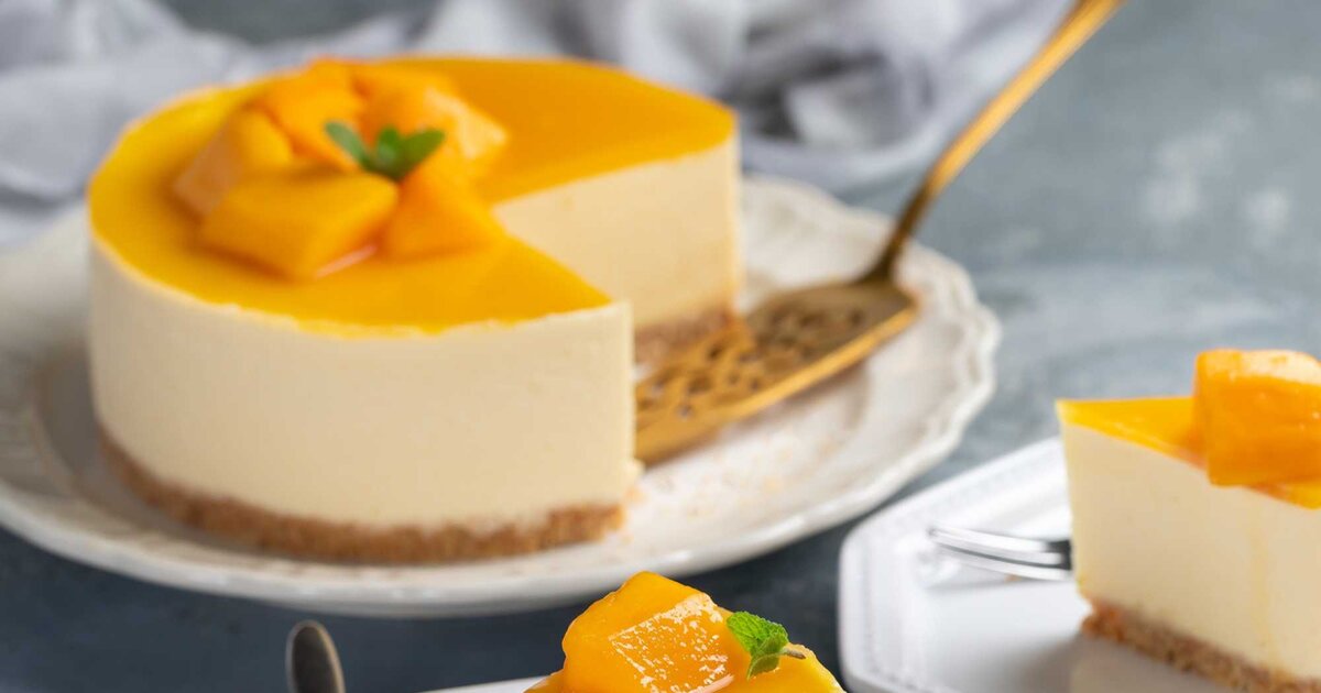 Ruckzuck im Ofen: Cremiger Mango-Vanille-Käsekuchen mit Skyr