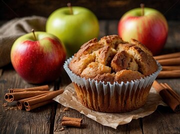 Muffin mit Äpfeln und Zimtstangen | © AdobeStock/MiaApola