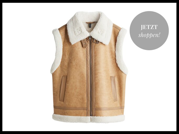 Hellbraune Shearling-Weste von H&M | © H&M