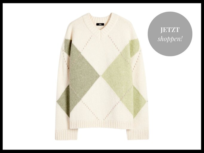 Cremefarbener Pullover mit Argyle-Muster von C&A | © C&A