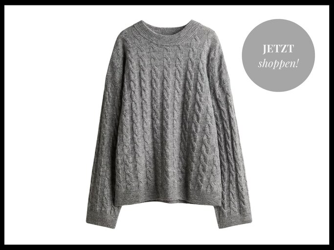 Grauer Pullover mit Zopfmuster von H&M | © H&M