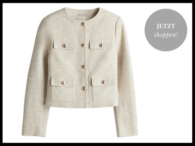 Hellbeige Blazer aus Strukturstoff | © H&M