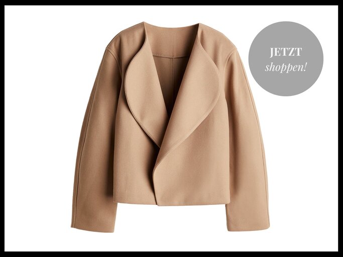 Camelfarbene  Jacke aus Filz mit Schalkragen von H&M | © H&M