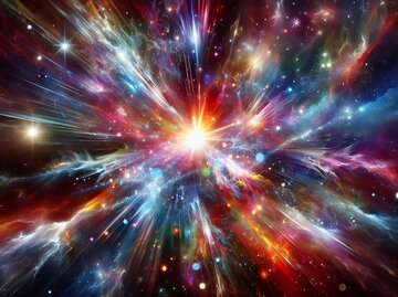 Eine strahlende Supernova explodiert vor Farbe und Licht und verstreut Trümmer im ganzen Kosmos. (KI generiertes Bild) | © Adobe Stock/Yasar/KI