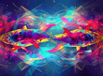 Bunte und ausdrucksstarke Horoskop-Grafik des Sternzeichen Fische | © AdobeStock/P/Mit KI generiert