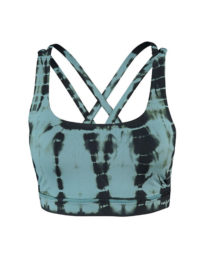 Energy Bra in der Farbe 'Striped Shibori Mystic Green' von lululemon | © PR