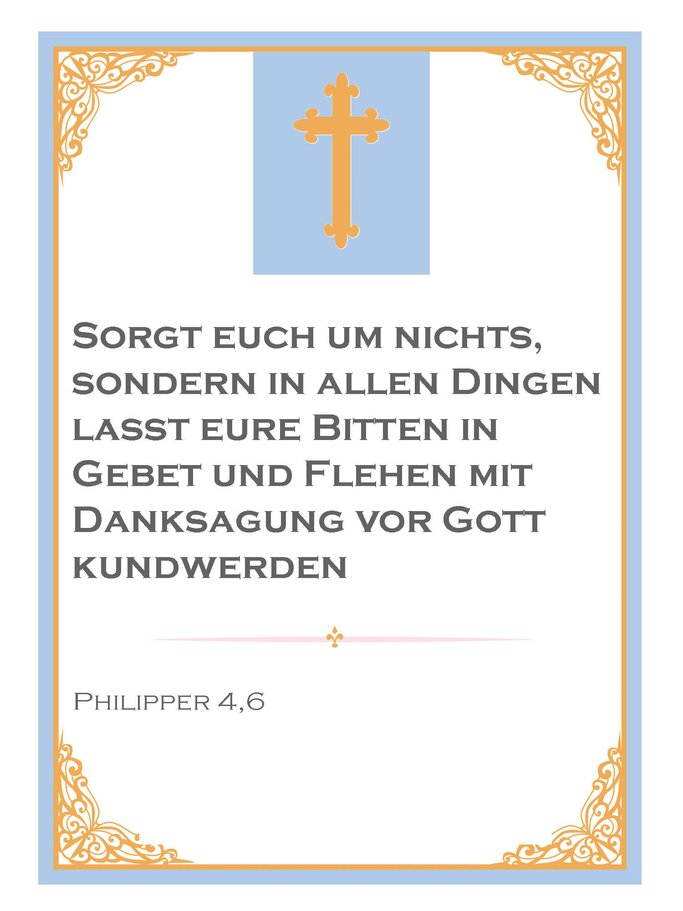 Vorlage mit Taufspruch, Philliper 4,6 | © iStock | alenaspl