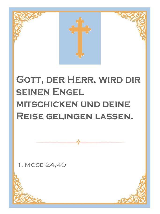 Vorlage mit Taufspruch, 1. Mose 24,40 | © iStock | alenaspl