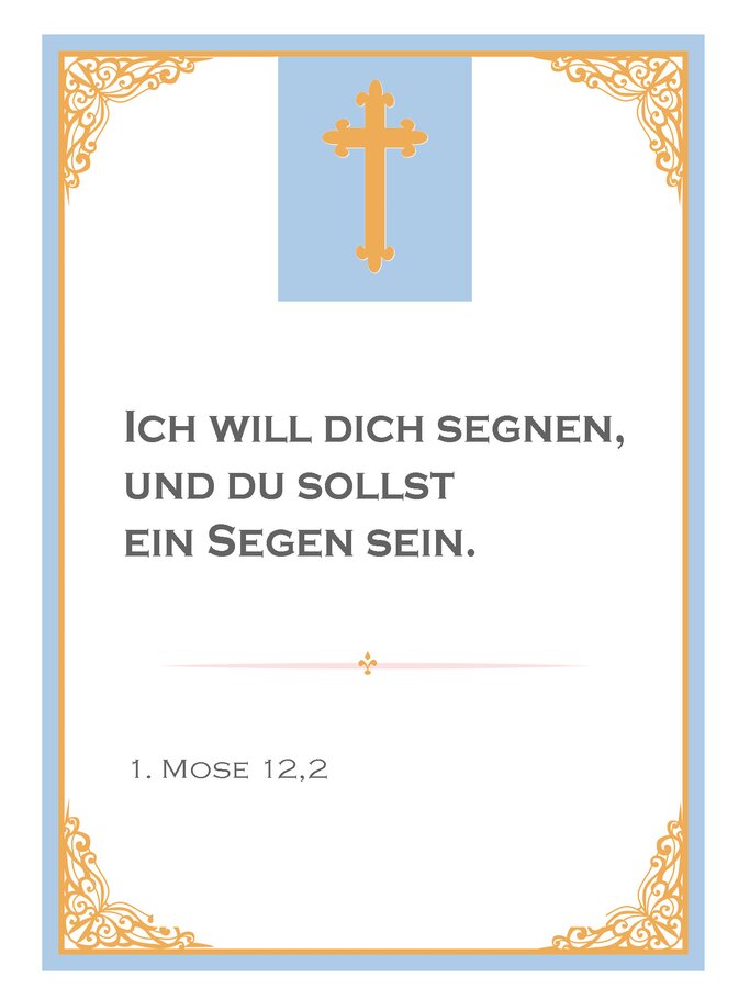 Vorlage mit Taufspruch, 1. Mose 12,2 | © iStock | alenaspl