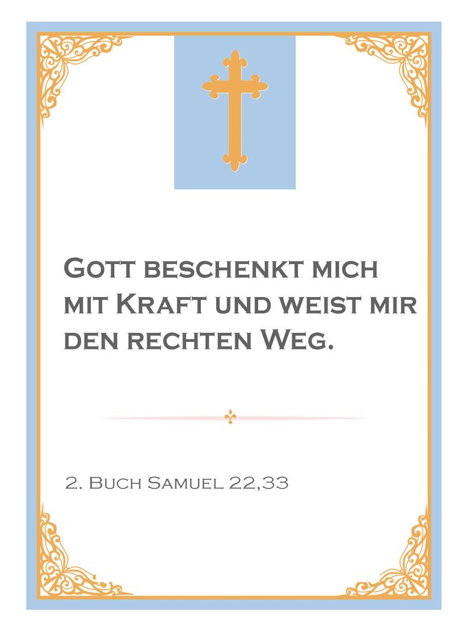 Vorlage mit Taufspruch, 2. Buch Samuel 22, 33 | © iStock | alenaspl