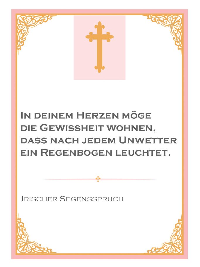 Vorlage mit Taufspruch, irischer Segensspruch | © iStock | alenaspl