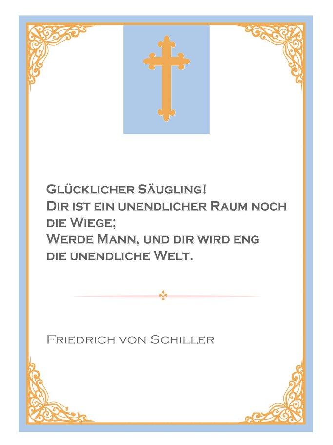 Vorlage mit Taufspruch, Friedrich von Schiller | © iStock | alenaspl