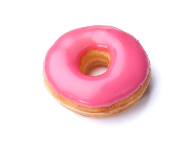 Rosa Donut auf einem weißen Hintergrund. | © iStock.com / Turnervisual