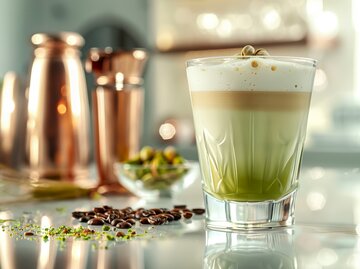 Latte Macchiato mit Pistazien | © AdobeStock/TATIANA Z/Mit KI generiert