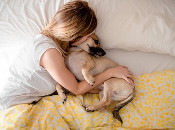 Hund schläft mit Frauchen im Bett | © Getty Images/Carlos Ruben Hernandez Blasco